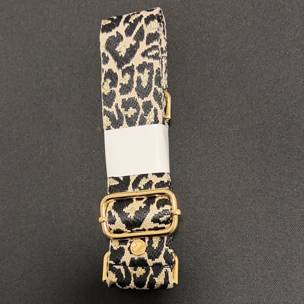 Leopard Print Crossbody Strap with Gold Buckle